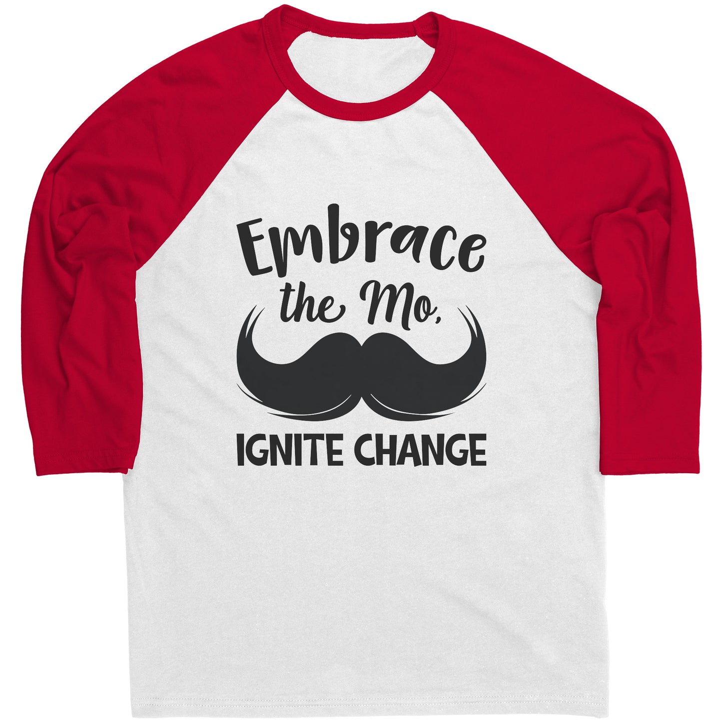 Mens Raglan Movember T-shirt Embrace the M, Ignite Change