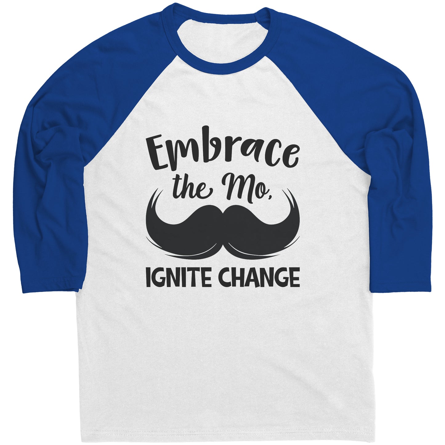Mens Raglan Movember T-shirt Embrace the M, Ignite Change