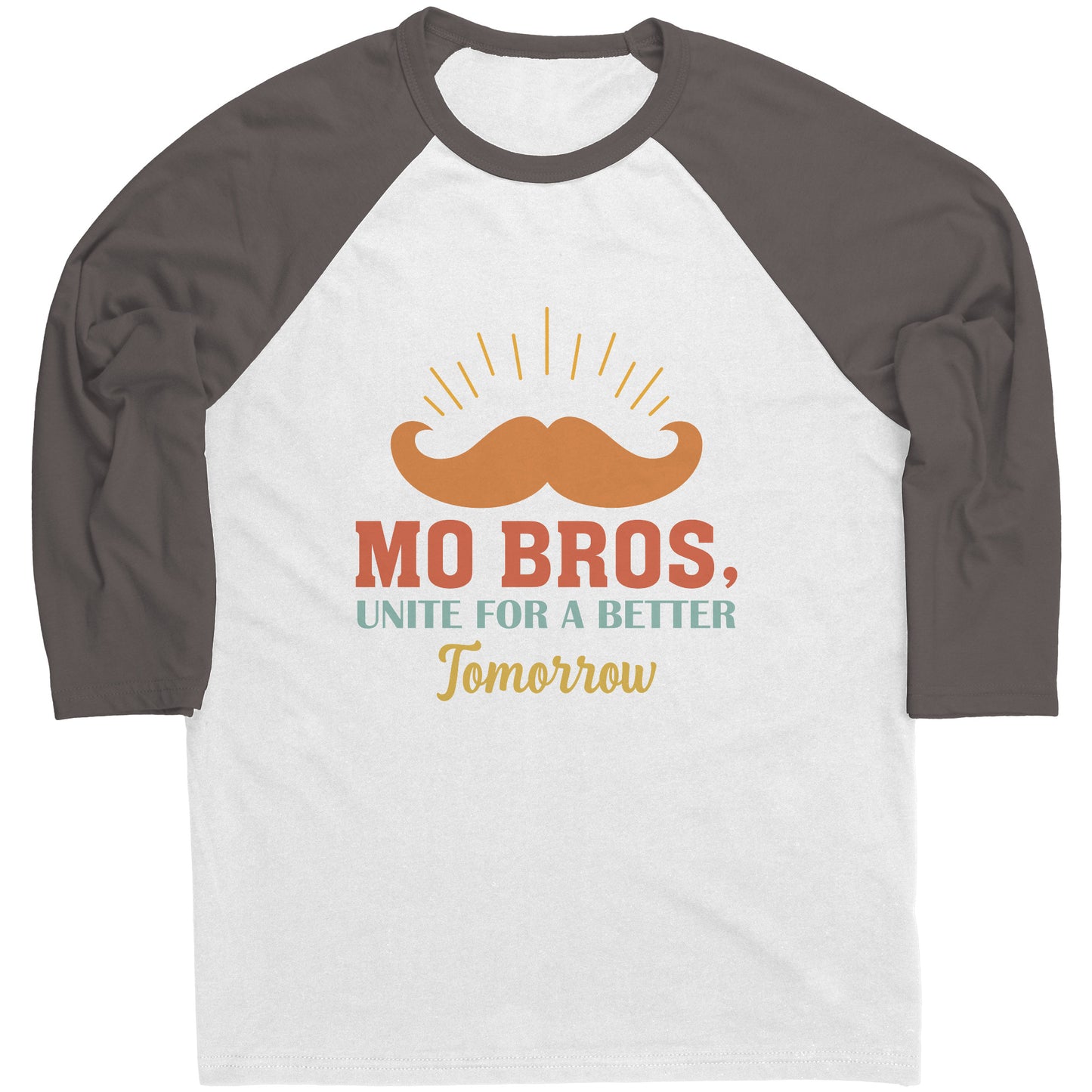 Mens Raglan Movember T-shirt Mo Bros's, Unite for a Better Tomorrow