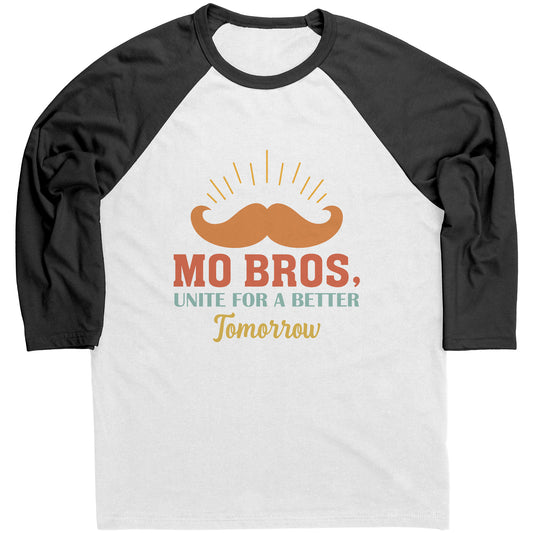 Mens Raglan Movember T-shirt Mo Bros's, Unite for a Better Tomorrow