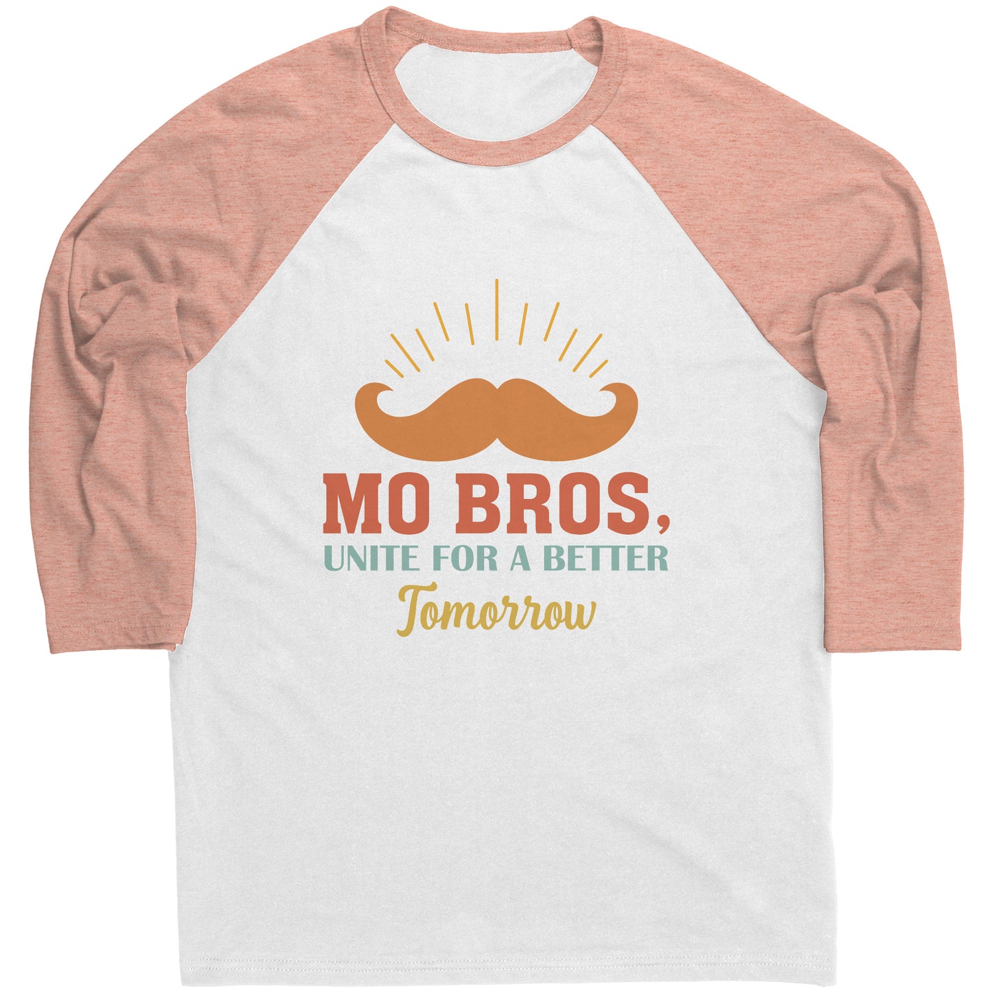 Mens Raglan Movember T-shirt Mo Bros's, Unite for a Better Tomorrow