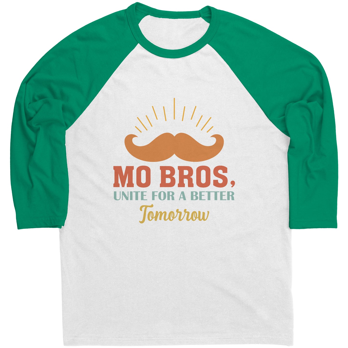Mens Raglan Movember T-shirt Mo Bros's, Unite for a Better Tomorrow