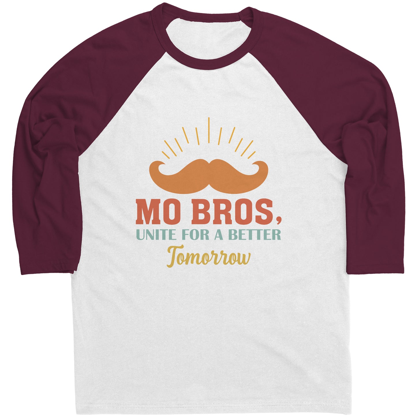 Mens Raglan Movember T-shirt Mo Bros's, Unite for a Better Tomorrow