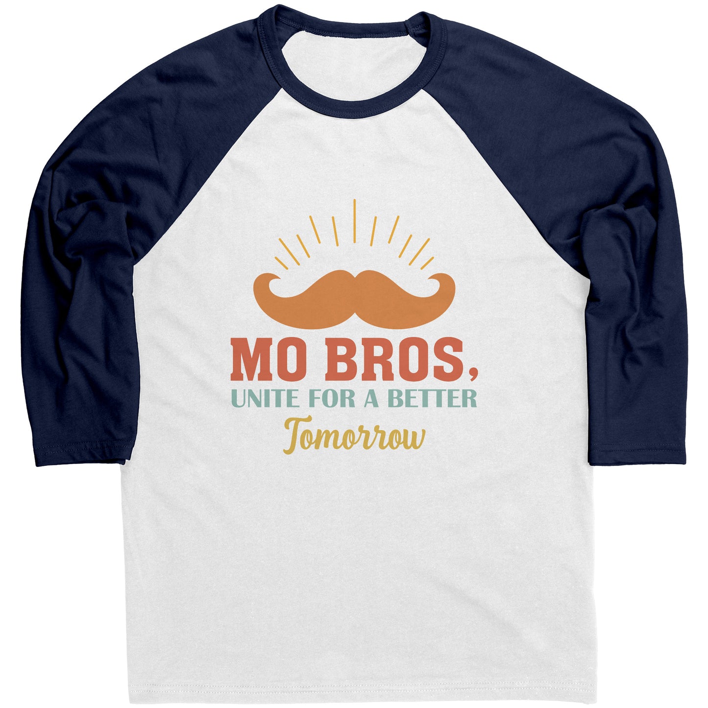 Mens Raglan Movember T-shirt Mo Bros's, Unite for a Better Tomorrow