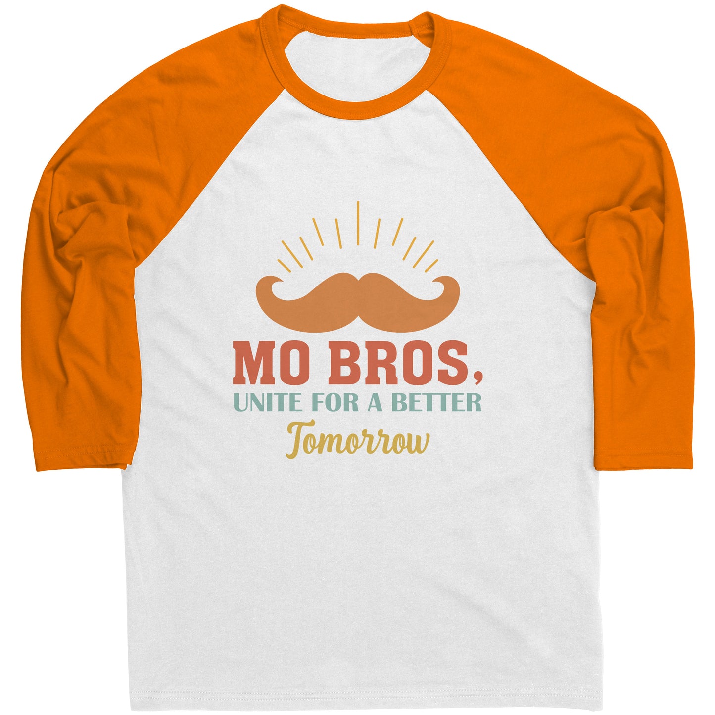 Mens Raglan Movember T-shirt Mo Bros's, Unite for a Better Tomorrow