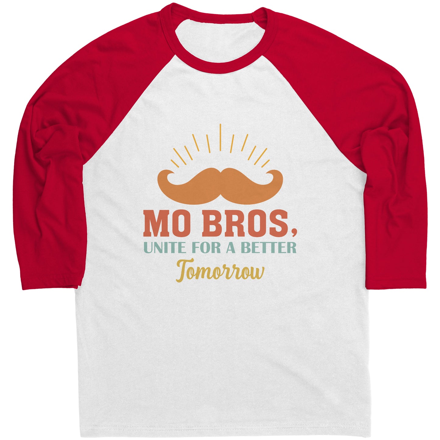Mens Raglan Movember T-shirt Mo Bros's, Unite for a Better Tomorrow