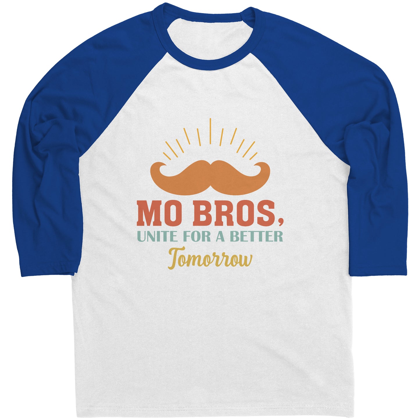 Mens Raglan Movember T-shirt Mo Bros's, Unite for a Better Tomorrow