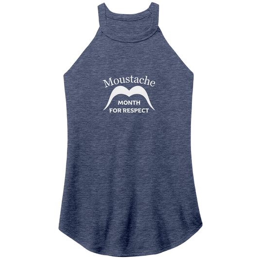 WOMEN’S PERFECT TRI ROCKER TANK Front Double Distance From Top 3/4 Print Movember Moustache Month Of Respect