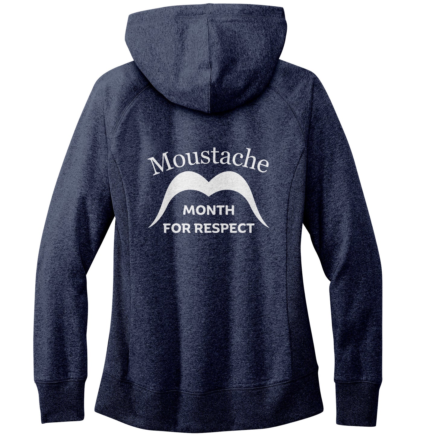 WOMEN'S RE-FLEECE HOODIE Back & Front Left Movember Moustache Month Of Respect