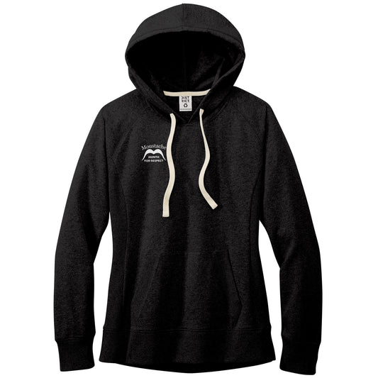 WOMEN'S RE-FLEECE HOODIE Back & Front Right Movember Moustache Month Of Respect