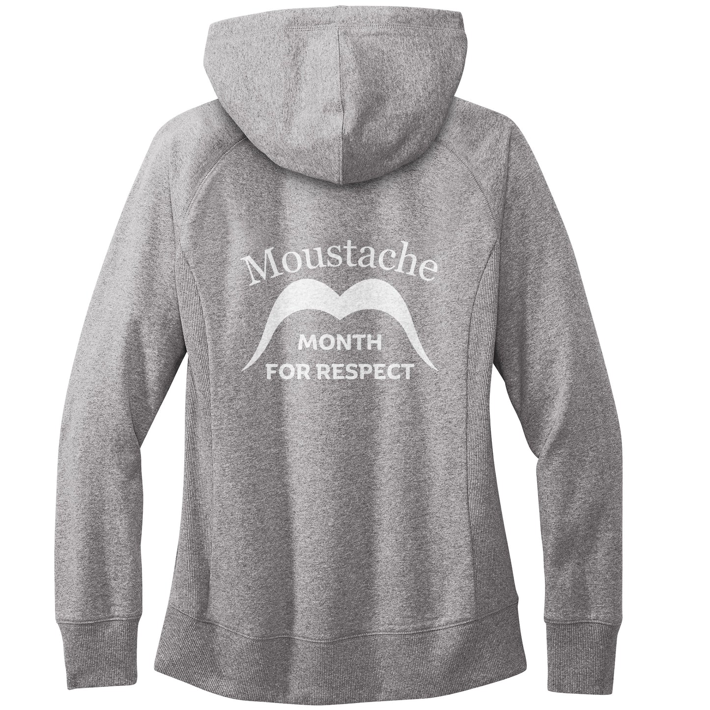 WOMEN'S RE-FLEECE HOODIE Back & Front Right Movember Moustache Month Of Respect