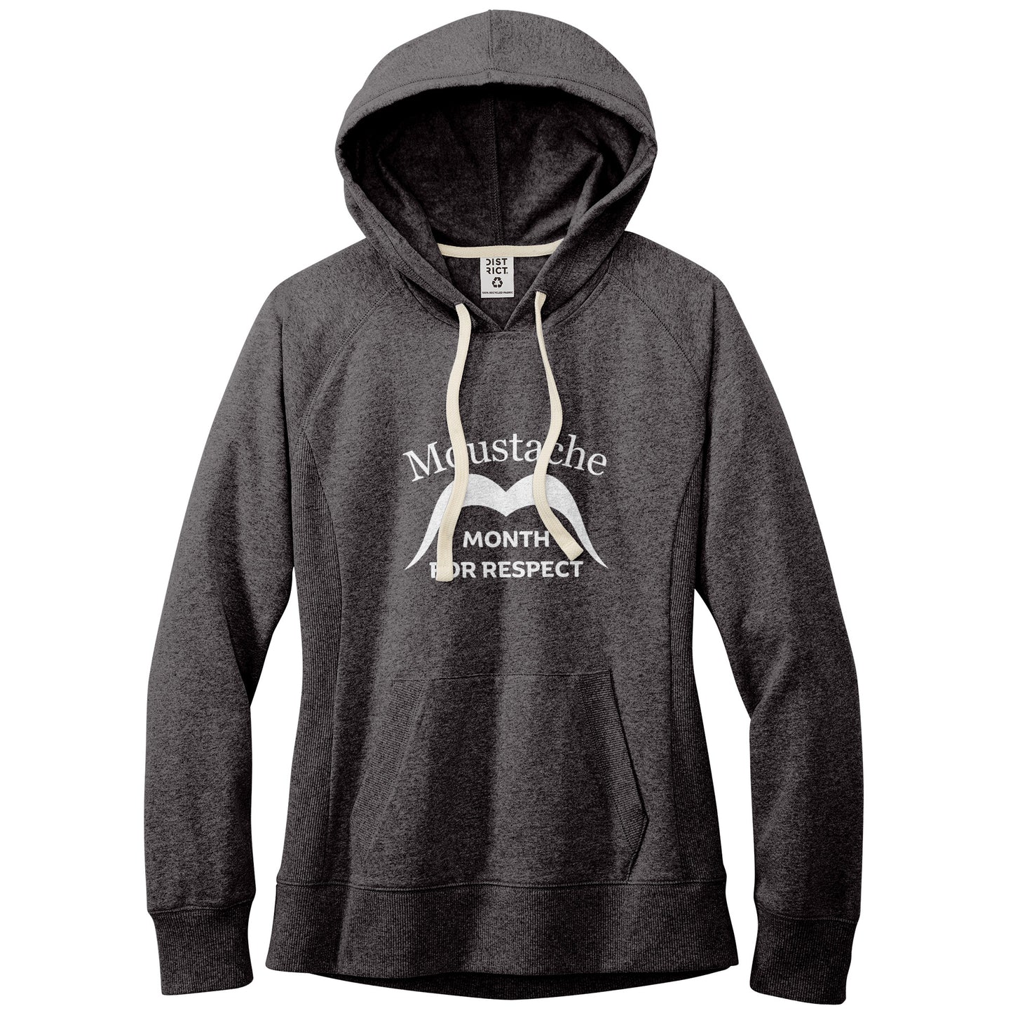 WOMEN'S RE-FLEECE HOODIE Movember Moustache Month For Respect Front