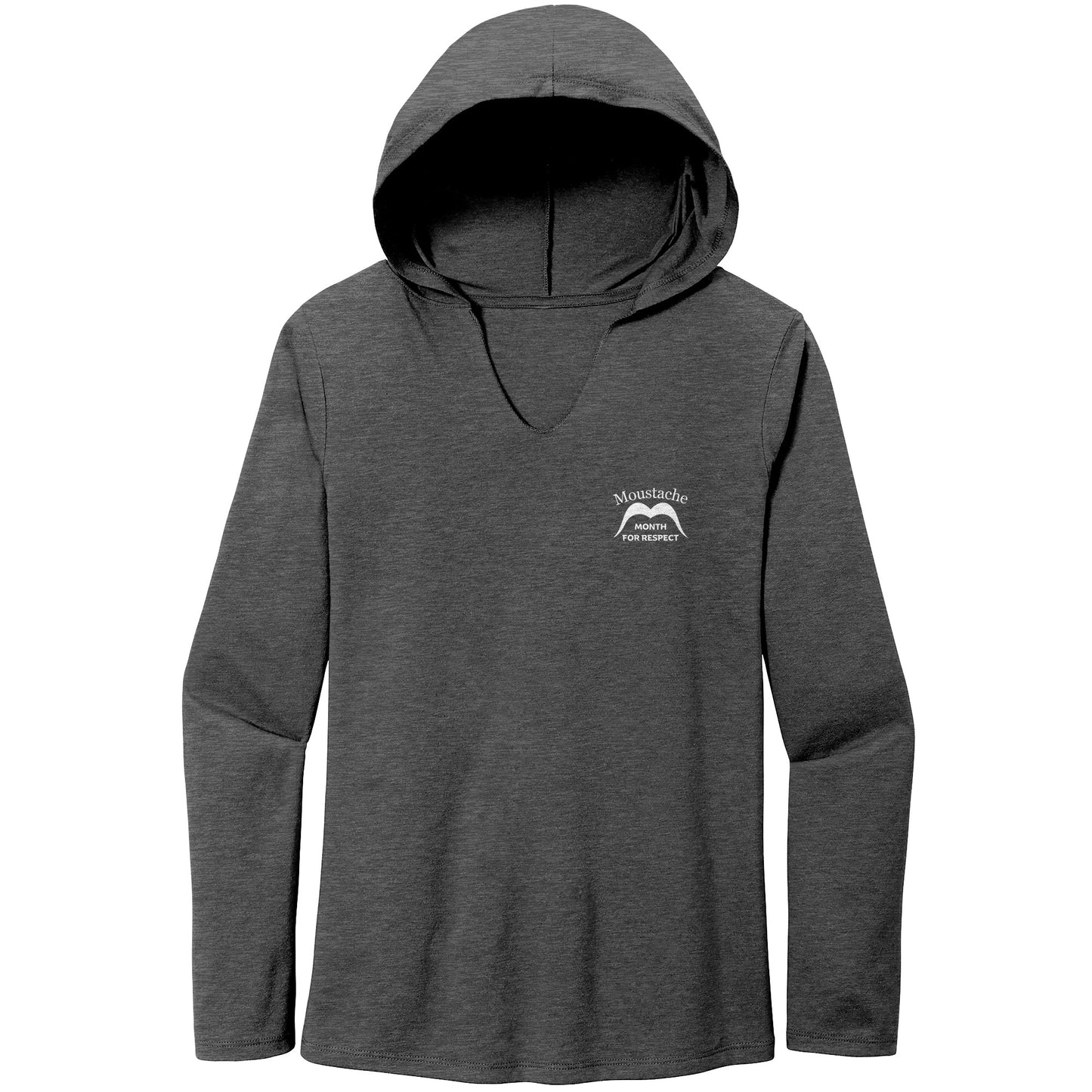 WOMEN’S TRI LONG SLEEVE HOODIE Movember Moustache Month For Respect Front & Back I Love Moustache