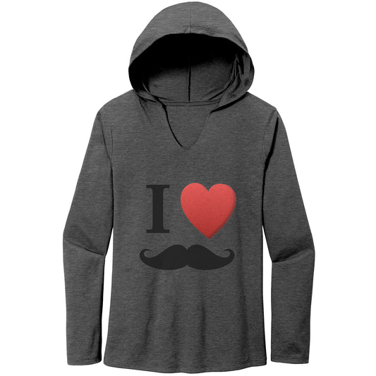WOMEN’S TRI LONG SLEEVE HOODIE Movember I Love Moustache Front