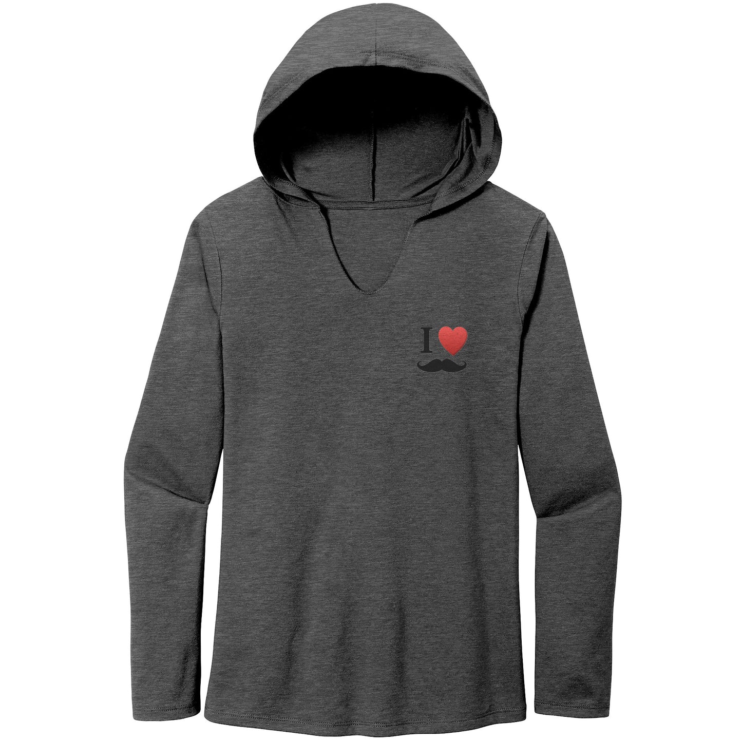 WOMEN’S TRI LONG SLEEVE HOODIE Movember Moustache Month For Respect Back & Front I Love Moustache
