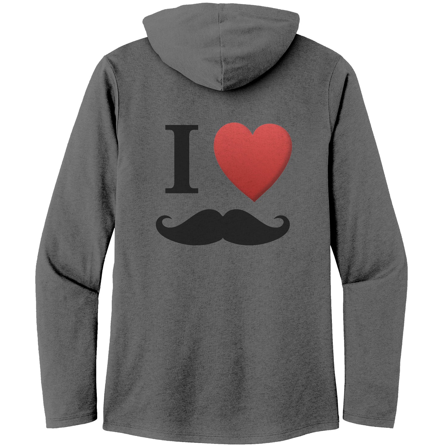 WOMEN’S TRI LONG SLEEVE HOODIE Movember Moustache Month For Respect Front & Back I Love Moustache