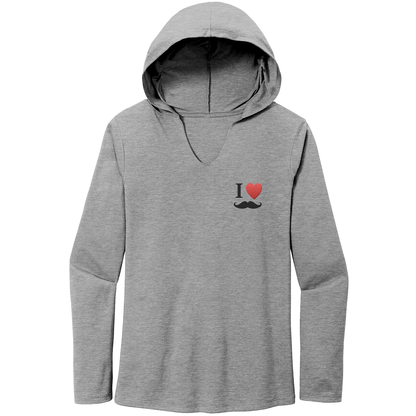 WOMEN’S TRI LONG SLEEVE HOODIE Movember Moustache Month For Respect Back & Front I Love Moustache