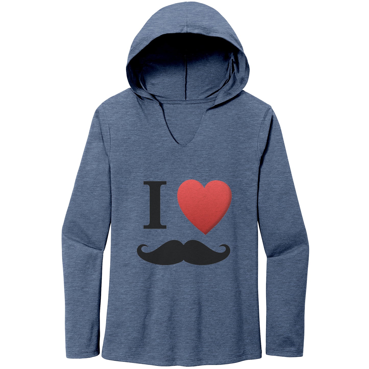 WOMEN’S TRI LONG SLEEVE HOODIE Movember I Love Moustache Front