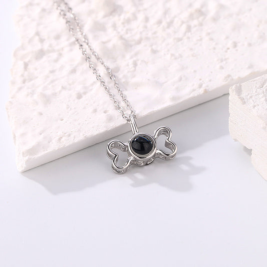 Custom Projection Photo Necklace Cute Puppy Bone Necklace Emporium Discounts Silver