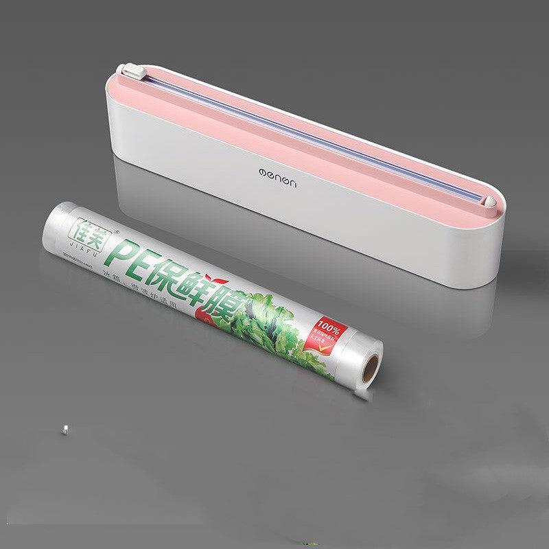 Upgraded Plastic Sharp Cutter Fixing Foil Cling Film Wrap Dispenser Fixed Refrigerator Storage Holder Kitchen Tool Accessories Emporium Discounts, Easy cut and strong material Pink