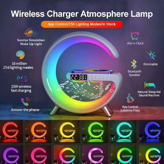 Intelligent Atmosphere Lamp Bluetooth Speaker Wireless Charger Bedside Lamp Sunrise Wake-up Lamp Polar Lamp Alarm Clock Emporium Discounts