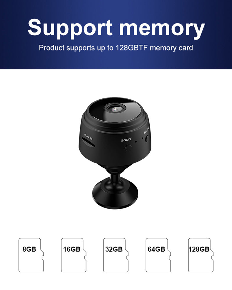 The Mini IP Camera Recorder offers 1080p Full HD resolution, night vision, and alarm notifications for viewing real-time activity. WiFi-enablement also allows access from anywhere. Check on your home or office while away and keep it secure no matter the distance.