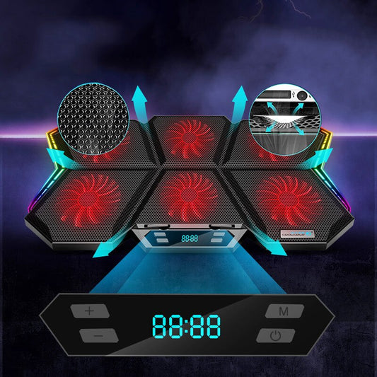 Gaming Laptop Cooler Six Fan Two USB Port Led RGB Lighting Notebook Stand for Laptop 12-17 inch Laptop Cooling Pad Emporium Discounts 5 Daily Gadget or Products Discounted at 20%  OFF Code DAILY20