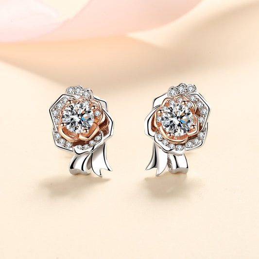 Silver Sparkling Rose Stud Earrings Emporium Discounts