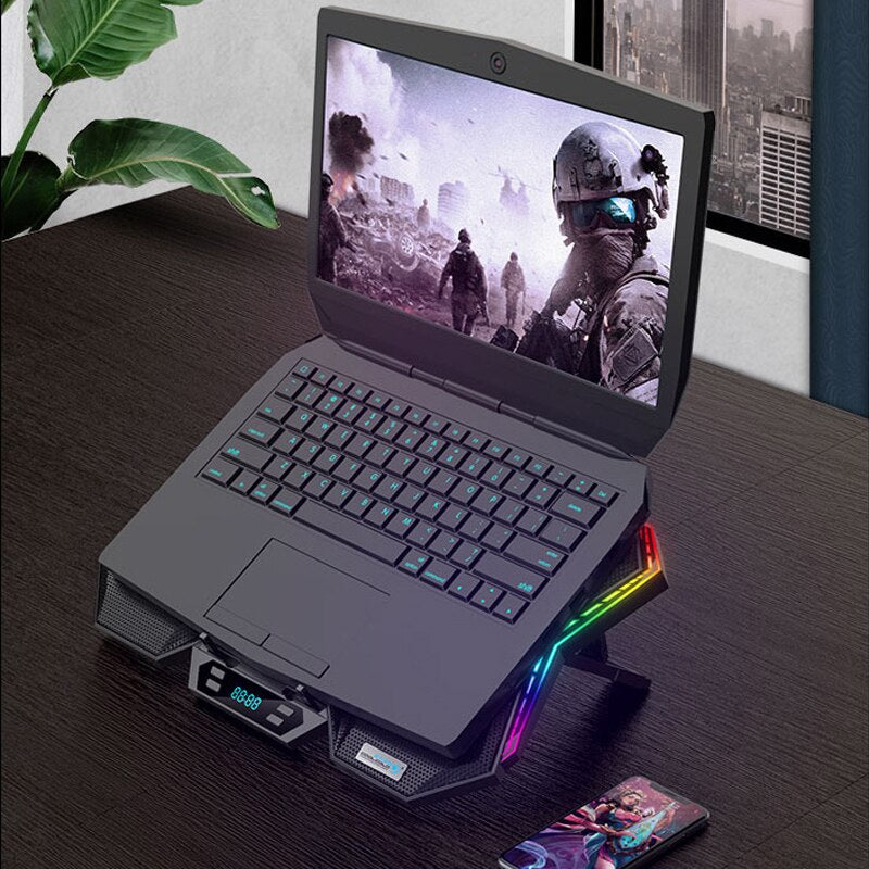 Gaming Laptop Cooler Six Fan Two USB Port Led RGB Lighting Notebook Stand for Laptop 12-17 inch Laptop Cooling Pad Emporium Discounts 5 Daily Gadget or Products Discounted at 20%  OFF Code DAILY20