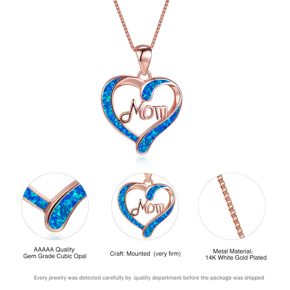 Fashion Love Shape MOM Letter Pendant Necklace Mother's Day Gift Jewelry